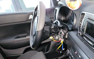 Steering column damaged by theft